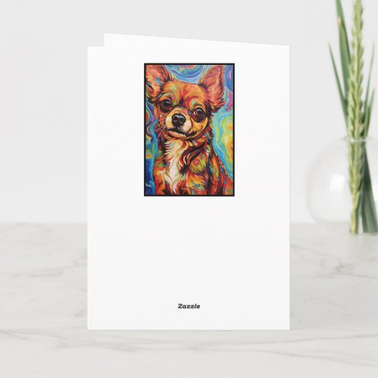 Abstracte bruine chihuahua dog happy birthday naam kaart (Achterkant)