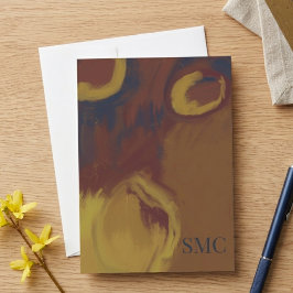 Abstracte bruine en gouden penseelstreken met mono kaart