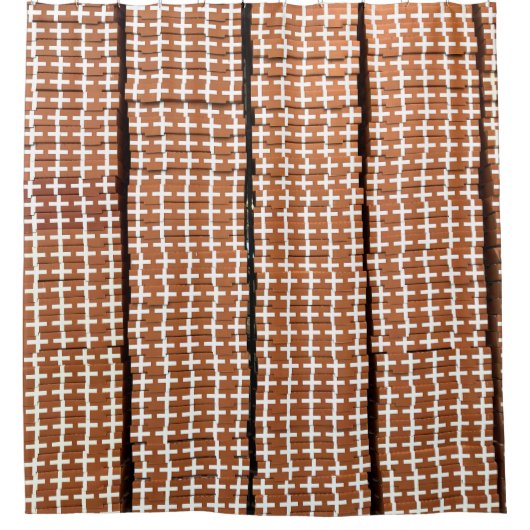 Abstracte bruine en witte print douchegordijn (Voorkant)