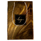 Abstracte bruine luxe goudglitter moderne afbeeldi medium cadeauzakje (Voorkant)