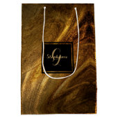 Abstracte bruine luxe goudglitter moderne afbeeldi medium cadeauzakje (Achterkant)