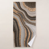 Abstracte bruine marmer met gouden textuur badhanddoek (Badhanddoek)