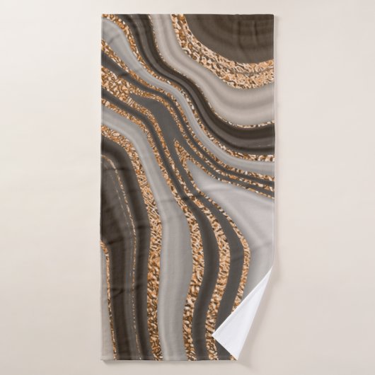 Abstracte bruine marmer met gouden textuur badhanddoek (Badhanddoek)