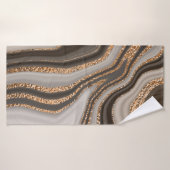 Abstracte bruine marmer met gouden textuur badhanddoek (Badhanddoek)