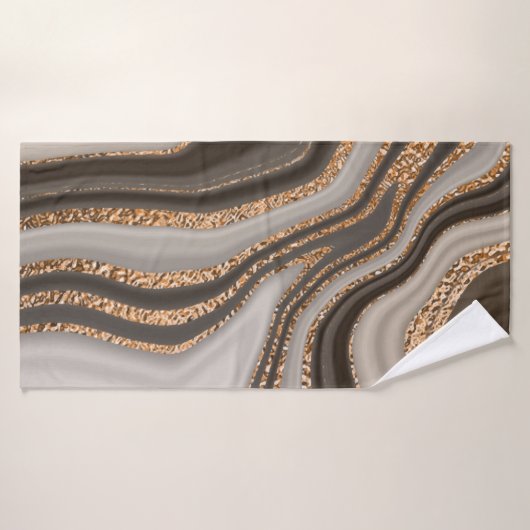 Abstracte bruine marmer met gouden textuur badhanddoek (Badhanddoek)