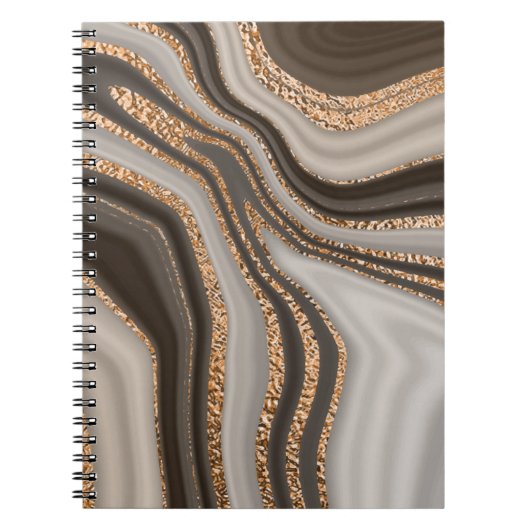 Abstracte bruine marmer met gouden textuur notitieboek (Voorkant)