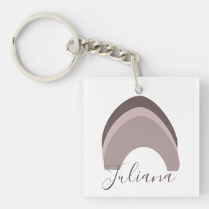 Abstracte Bruine Regenboog Doodle Script Naam  Sleutelhanger