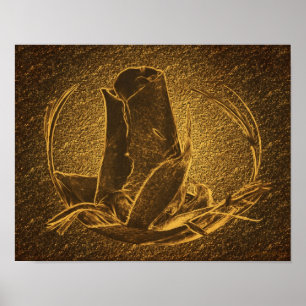 Abstracte bruine rosebud-kunstFloral afdrukken Poster