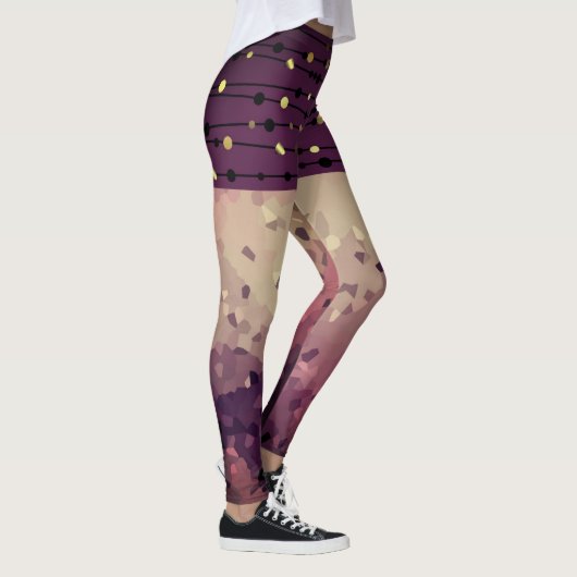 Abstracte, bruine, roze, roze bruine leggings (Rechts)