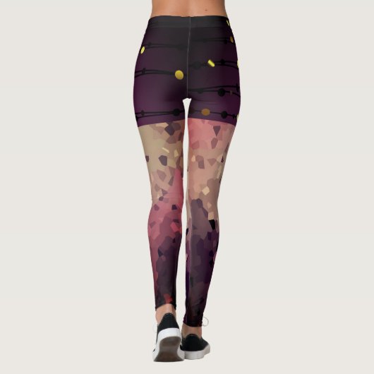 Abstracte, bruine, roze, roze bruine leggings (Achterkant)
