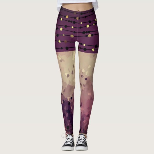 Abstracte, bruine, roze, roze bruine leggings (Voorkant)