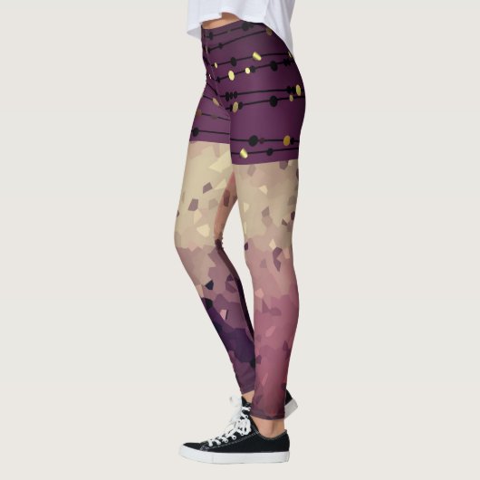 Abstracte, bruine, roze, roze bruine leggings (Links)