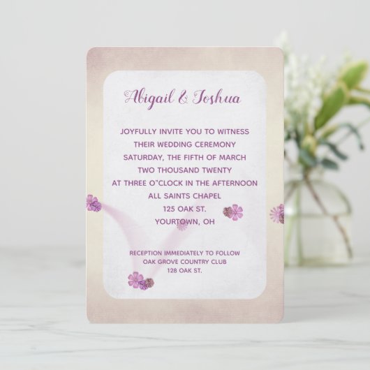 abstracte bruine textuur bruiloft kaart (Staand voorkant)