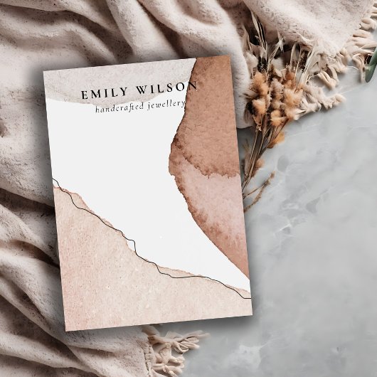 Abstracte Bruine Waterverf Blank Sieraden Display Visitekaartje