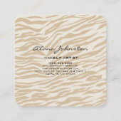Abstracte bruine Zebra Print Makeup artiest Vierkante Visitekaartje (Achterkant)