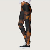 Abstracte Bruine & Zwarte Textuur Chic TortoiseShe Leggings (Links)