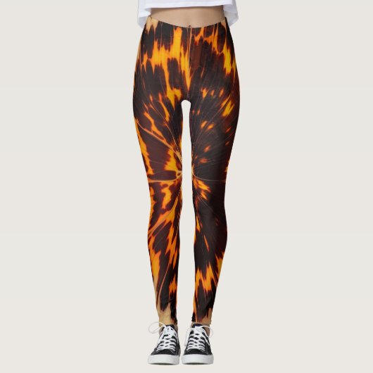 Abstracte Bruine & Zwarte Textuur Chic TortoiseShe Leggings (Voorkant)