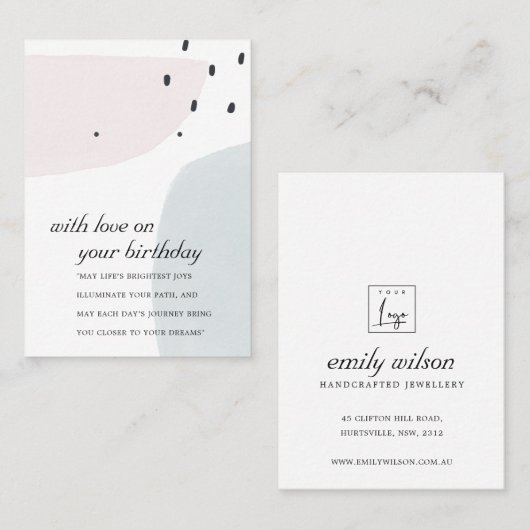 ABSTRACTE BRUSH STROKE FRIEND EARRING DISPLAY CARD PLAATSKAARTJE (Voorkant / Achterkant)