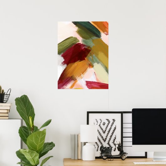 Abstracte Brush Stroke Wall Art Poster (Thuiskantoor)