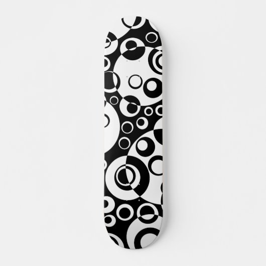 Abstracte Bubbles 02 - Z/W - Retro Persoonlijk Skateboard (Voorkant)