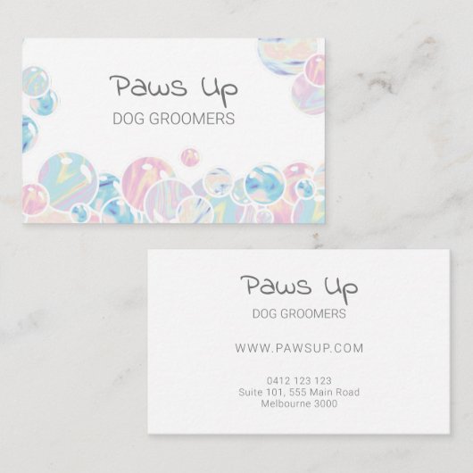 Abstracte Bubbles Hondengroomers Hydro Bath Visitekaartje (Voorkant / Achterkant)
