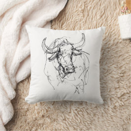 Abstracte Bull Portrait Sketch Kussen
