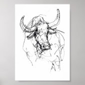 Abstracte Bull Portrait Sketch Poster (Voorkant)