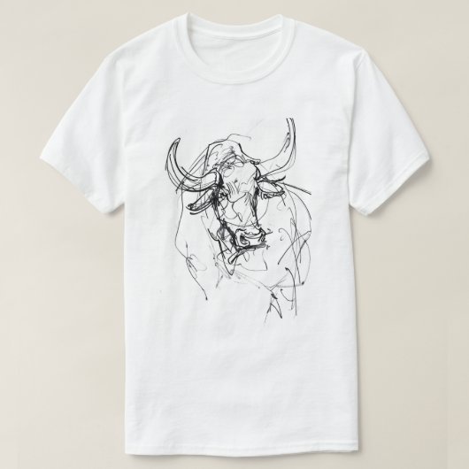 Abstracte Bull Portrait Sketch T-shirt (Design voorkant)