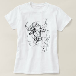 Abstracte Bull Portrait Sketch T-shirt