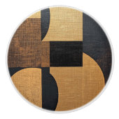 Abstracte Burlap textuur bruin, zwart en goud Keramische Knop (Voorkant)