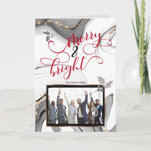Abstracte Business Merry en Bright Photo Card Kaart (Voorkant)