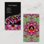 ABSTRACTE BUTTERFLES, PAARSE RODE STAR-MONOGRAM VISITEKAARTJE (Voorkant / Achterkant)