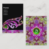 ABSTRACTE BUTTERFLES, PINK PAARSE STAR MONOGRAM VISITEKAARTJE (Voorkant / Achterkant)