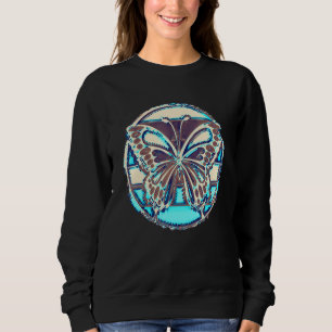 Abstracte Butterfly Button Bruin Beige Cyaan Fan F Trui
