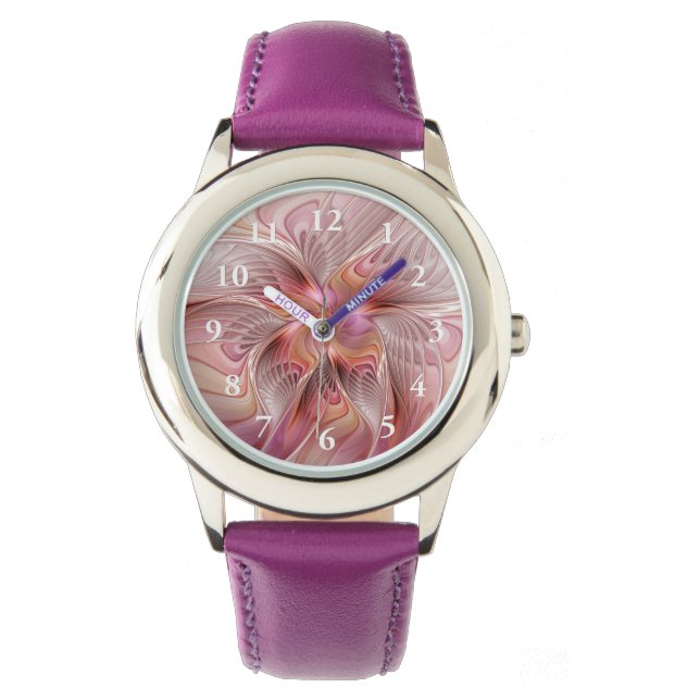 Abstracte Butterfly Colorful Fantasy Fractal Art Horloge (Voorkant)