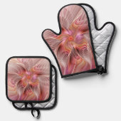 Abstracte Butterfly Colorful Fantasy Fractal Art Ovenwant & Pannenlap Set (Voorkant / Achterkant)