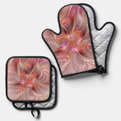 Abstracte Butterfly Colorful Fantasy Fractal Art Ovenwant & Pannenlap Set (Voorkant / Achterkant)