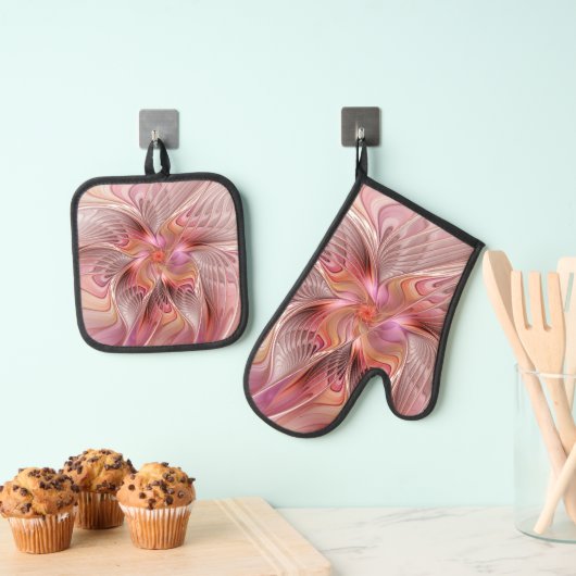 Abstracte Butterfly Colorful Fantasy Fractal Art Ovenwant & Pannenlap Set (Insitu(Ophanging))