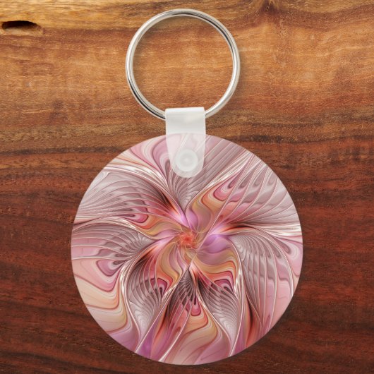 Abstracte Butterfly Colorful Fantasy Fractal Art Sleutelhanger (Achterkant)