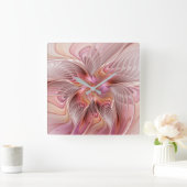 Abstracte Butterfly Colorful Fantasy Fractal Art Vierkante Klok (Huis)