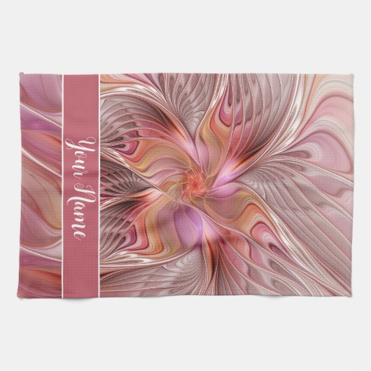 Abstracte Butterfly Colorful Fantasy Fractal Name Theedoek (Horizontaal)