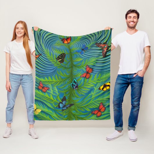 Abstracte Butterfly Dream Garden Fleece Deken (In situ)
