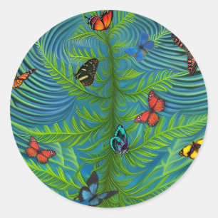 Abstracte Butterfly Dream Garden Ronde Sticker