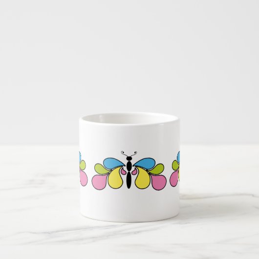 Abstracte Butterfly Espresso Cup Kop (Voorkant)