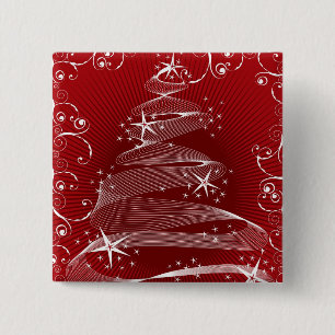 Abstracte Button met rode kerstbomen