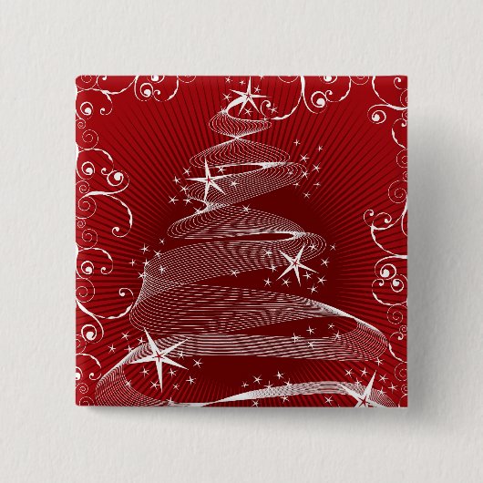 Abstracte Button met rode kerstbomen (Voorkant)