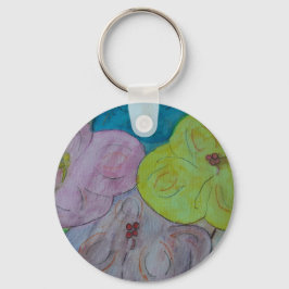 Abstracte Button van Floral Sleutelhanger