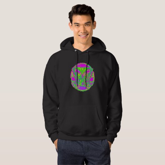 Abstracte Button vlinder roze groene ventilator Hoodie (Voorkant volledig)