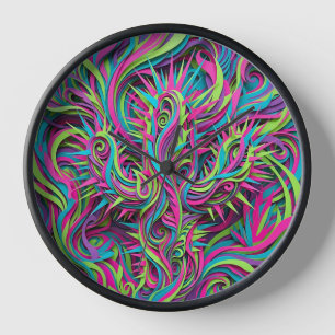 Abstracte Cactus Neon Levendige Kunstklokken