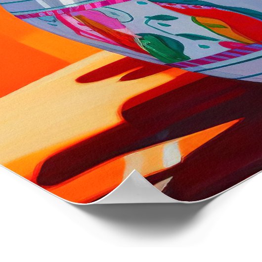 Abstracte Cactus Stilleven Schilderij, Cactus Wall Poster (Hoek)